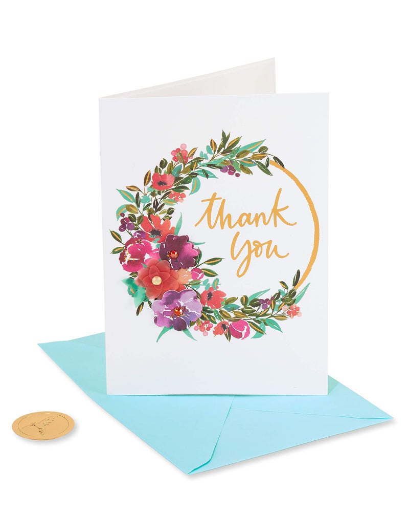 Papyrus Blank Thank You Card (Painterly Wreath) - Image 4
